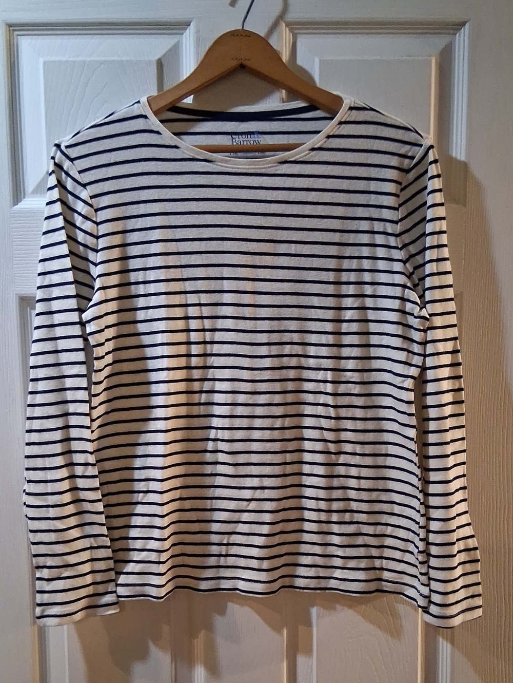 Croft And Barrow Striped Long-Sleeve Crewneck Shirt - White/Navy